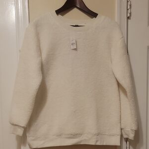 LOFT Off-White Textured Crew Neck Sweater